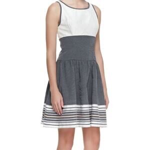 Jonathan Simkhai Palace Pier Dress Silk Structured Sleeveless Round Neck Gray 0